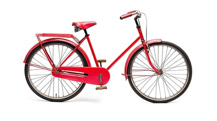 Fototapeta premium Classic Red Bicycle with Vintage Design on White Background