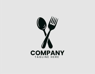 Cuisine Logo: A sleek, minimalist logo featuring a fork and spoon, symbolizing culinary excellence. A symbol of hospitality, gastronomy, and the art of dining.