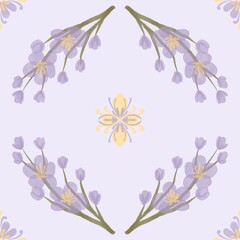 Seamless watercolour and unique floral pattern background for covers, notes, Soft backgrounds colour. Watercolour art work. Flower stalk. 