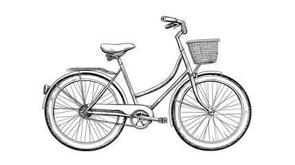 Fototapeta premium Vintage Sketch of a Classic Bicycle with Front Basket Design
