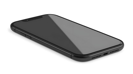 Sleek Black Smartphone on White Background for Modern Technology Use