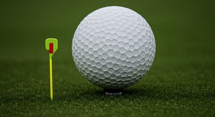 golf ball on green grass closeup