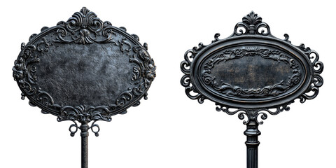 Ornate Blank Signage with Decorative Frame for Street Display Use