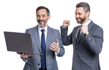 business computer freelancing. businessmen freelancer isolated on white. Remote location. freelance men post blog online. freelance working online. businessmen using laptop for freelancing
