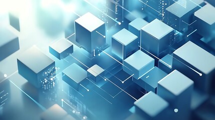 Futuristic 3D Cityscape with Glowing Connections