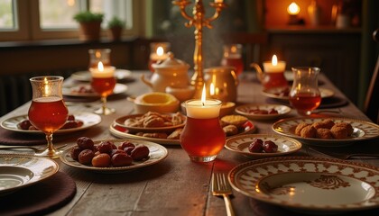 Naklejka premium Warm and Cozy Dinner Table