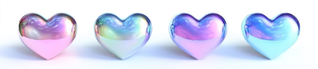 Irridescent hearts in pastel shades