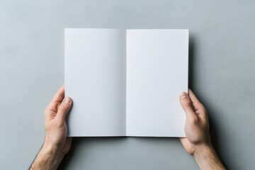 Blank landscape, brochure magazine isolated on Grey  background