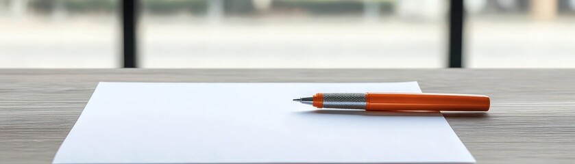 Blank paper with pen on desk