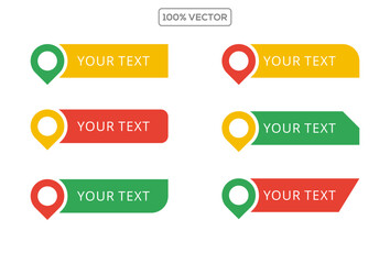 Obraz premium Set of map pin text tag icons. Pointer icon pin with space for text vector template illustration icon