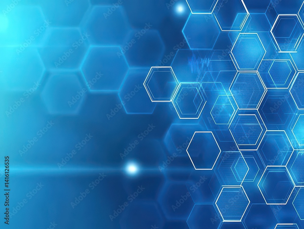 Poster blue medical background light dynamic animated hexagon lattice wallpaper for science or medicine pre