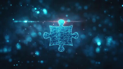 Blue solution glowing jigsaw piece