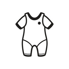Baby Bodysuit Outline with Short Sleeves on Transparent Background