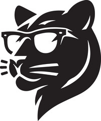 Fototapeta premium panther head with sunglass vector, panther head silhouette vector, vector illustration black and white