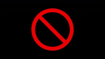 Red Prohibition Symbol Animation on Transparent Background