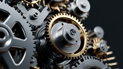 Intricate Engine Gears Mechanism