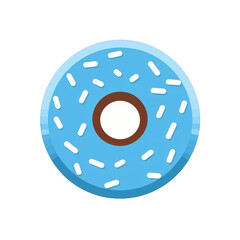 A vibrant blue donut with white sprinkles and a chocolate center, set against a minimalist background, perfect for food-related projects or dessert-themed content