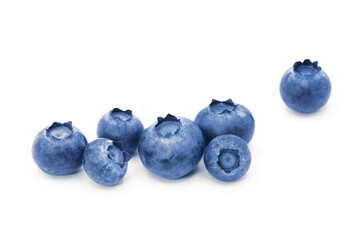 Blueberries group on white background
