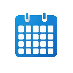 Naklejka premium A vibrant blue calendar icon featuring a grid layout, symbolizing organization and time management, set against a simple background for use in digital applications or productivity tools