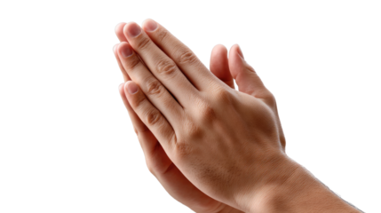 Praying hands gesture of care and love, isolated on white