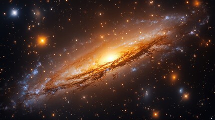 Fototapeta premium Spiral Galaxy in Deep Space displaying a swirling celestial spectacle