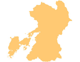 熊本県　地図　オレンジ　イラスト