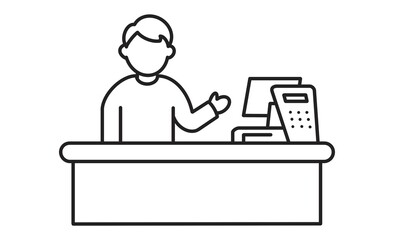 レジ対応をするコンビニ店員のアイコンイラスト