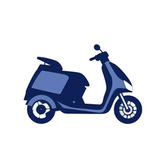 Obraz premium A sleek blue scooter parked on a city street, showcasing modern design and urban lifestyle, with bustling city life in the background