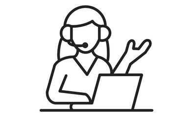 ヘッドセットをつけてリモート会議に参加する人物のアイコンイラスト