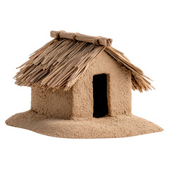 Miniature Thatched Hut Model On Transparent Background