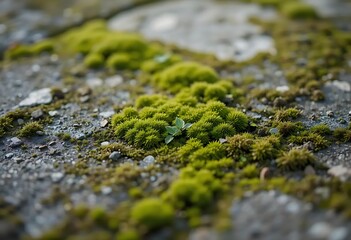 Obraz premium Lush Green Moss Carpeting Stone: A Serene Macro Photograph
