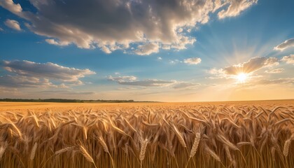 Sunrise over wheat field rural landscape nature photography golden hour wide angle agriculture
