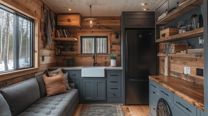 Rustic Charm: Cozy Tiny Home Interior Design