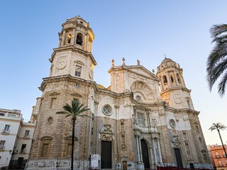 Cadiz Cathedral rising over Plaza de la Catedral in Andalusia, Spain