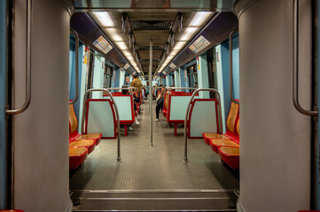 Interior of Lisbon metro train