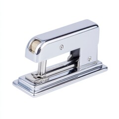 Chrome Miniature Stapler on White Background