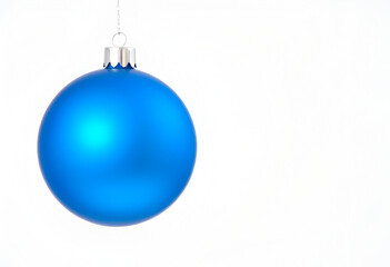 Blue Christmas ball hanging isolated on white background