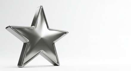 Obraz premium 3D Render of a Sleek Metallic Star Award Symbol on White Background, Representing Excellence and Achievement