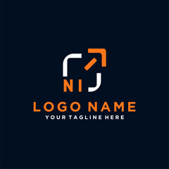 NI initials minimal modern technology logo design