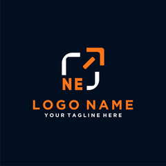 NE initials minimal modern technology logo design