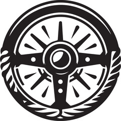 Obraz premium truck steering wheel illustration, wheel icon, wheel clipart, wheel silhouette vector black and white