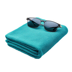 towel and sunglasses
