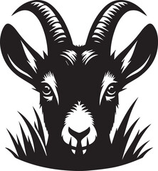 Obraz premium goat head illustration, goat head icon, goat head clipart, goat head silhouette vector black and white,