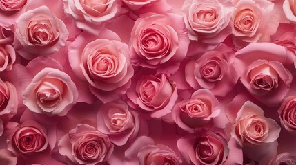 Fototapeta premium Extravagant Arrangement of Soft Pink Roses Creating a Romantic and Elegant Floral Background