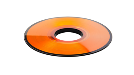 a orange vinyl record with a hole in the middle