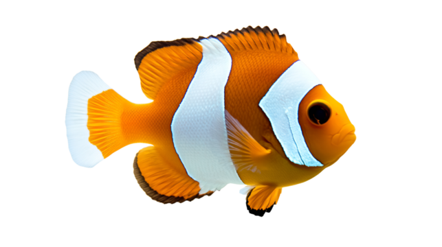 a clown fish with a white stripe on its face