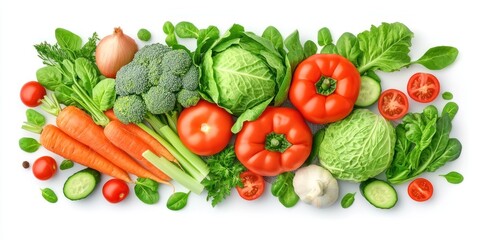 Assortment of Fresh Vegetables Arranged Beautifully