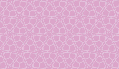 Vector illustration with modern decorative pattern in triangles style. Illusion curved line. For interior wallpaper, smart design, fashion print. Light purple color. Seamless