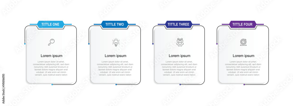 Aufkleber 4 step table infographic template vector element. 