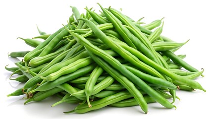 Fototapeta premium a pile of green beans on white background